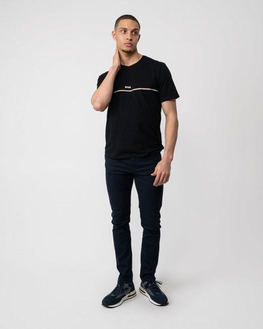 Boss Black Unique Stretch-cotton Pyjama T-shirt With Logo Print for men