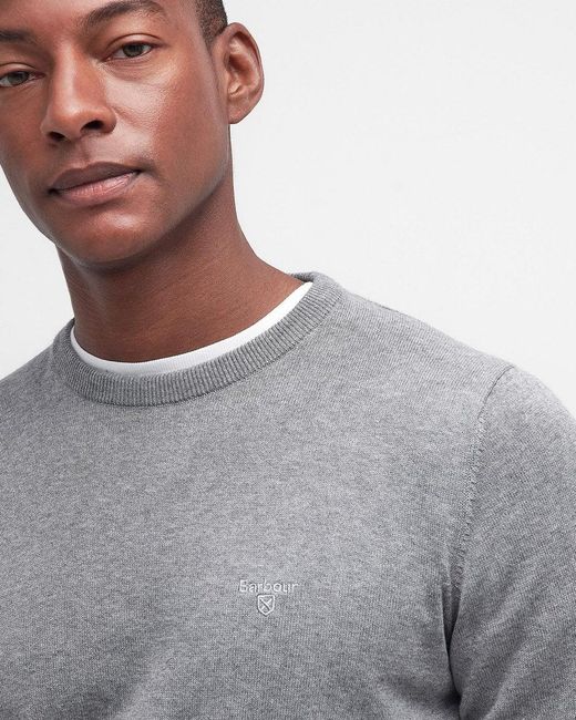 Barbour Gray Pima Cotton Crew Sweatshirt for men