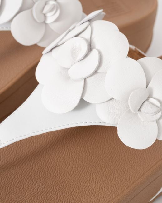Fitflop White Lulu Flower Toe-Post Sandals