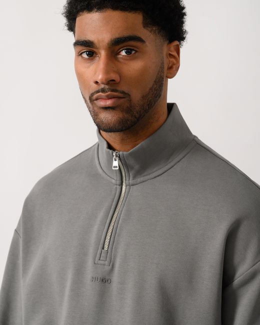 HUGO Gray Durty244 1/4 Zip Sweatshirt for men