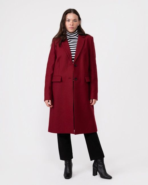 Tommy Hilfiger Red Wool Blend Long Classic Jacket