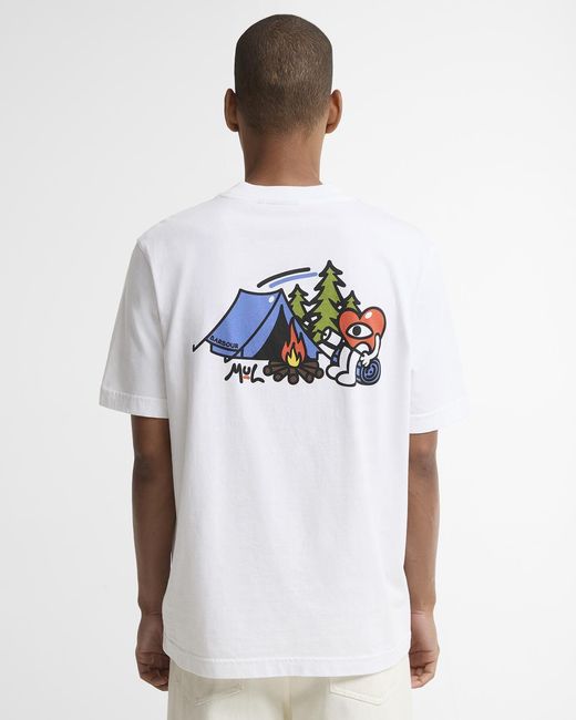 Barbour White X Mul Camping Trip Graphic T-Shirt for men