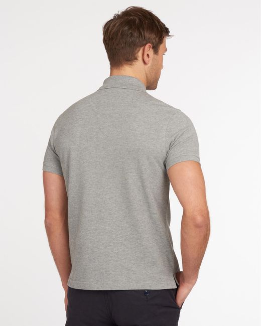 Barbour Gray Tartan Pique Polo for men