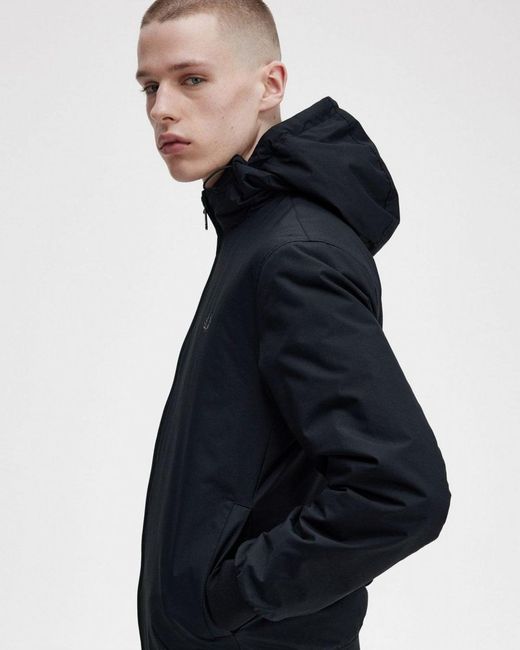 Fred Perry Padded Hooded Brentham Jacket in Blue for Men Lyst