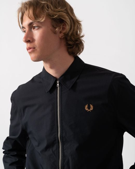 Fred Perry Black Poplin Overshirt for men