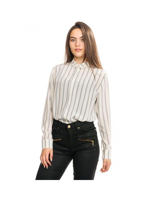 markedsføring Canada Lære udenad Samsøe & Samsøe Silk Maj Shirt, Vertical-stripes Pattern in White - Lyst