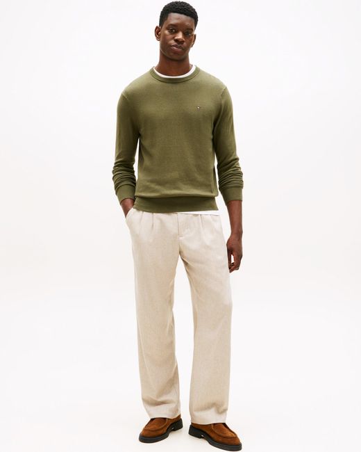 Tommy Hilfiger Green Organic Cotton Cashmere Crew Sweater for men