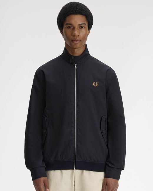 Fred Perry Blue Twill Harrington Jacket for men