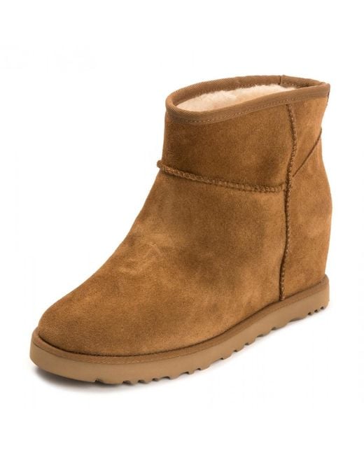 Ugg Brown Classic Femme Mini Suede Wedge Boots