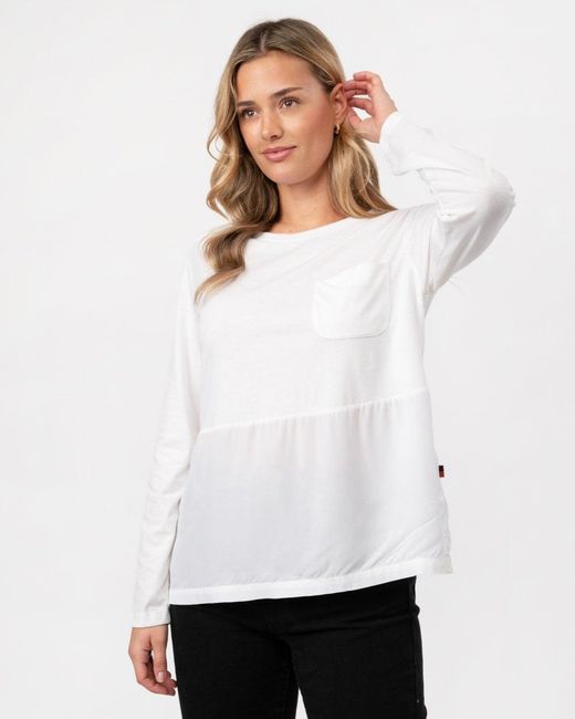 Woolrich White Fluid Jersey Ls Tee