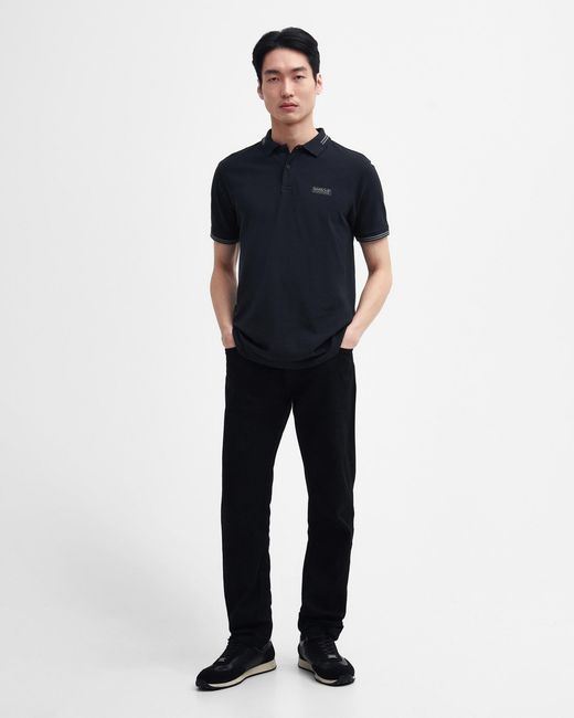 Barbour Black Essential Tipped Tailored Polo for men