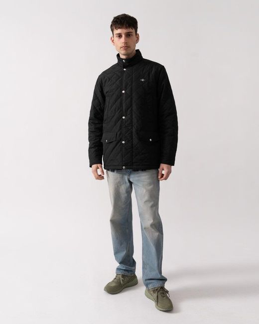 Gant Black Quilted Windcheater Mid Jacket for men