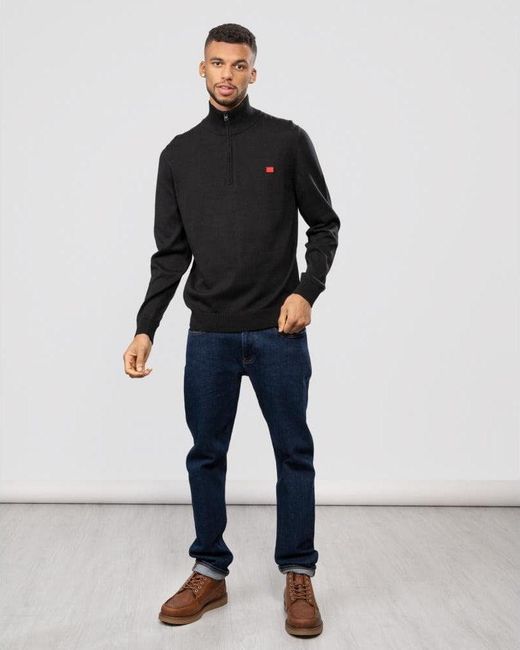 HUGO Black San Quintus-C 1/4 Zip Pullover Size: L for men