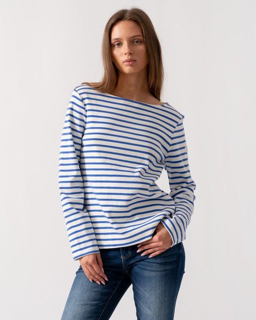 Joules Blue New Harbour Striped Breton Top