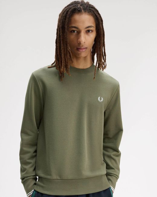 Fred Perry Green Crew Neck Sweatshirt for men