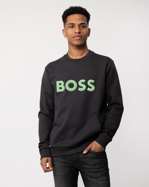 Boss Black Salbo 1 Cotton Blend Sweatshirt With 3d-moulded Logo for men