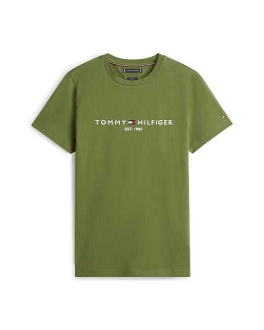 Tommy Hilfiger Green Tommy Logo Basic T-Shirt for men