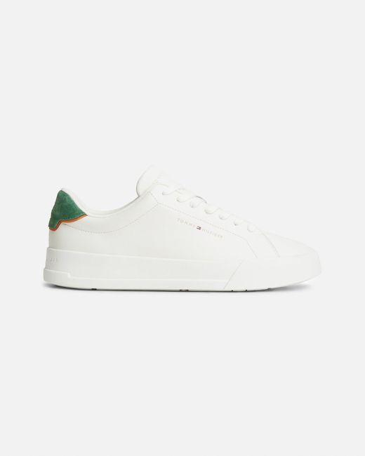 Tommy Hilfiger White Court Leather Detail Trainer for men