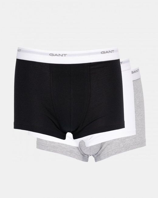Gant Black 3-Pack Core Trunks With Logo Waistband for men