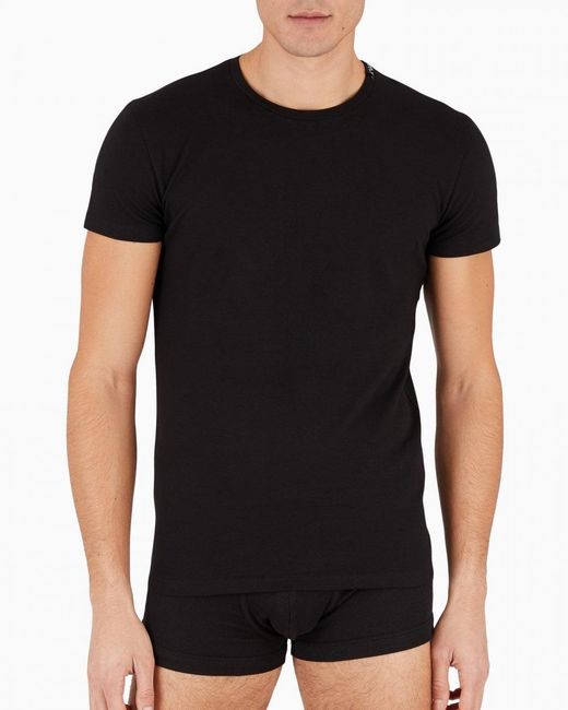Emporio Armani Black Crew Neck Loungewear T-Shirt 111035-4F531 for men