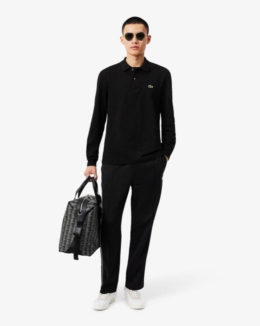 Lacoste Black Original.12.12 Long Sleeve Cotton Polo Shirt for men