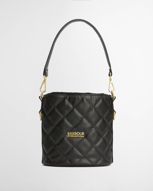 Barbour Black Balham Mini Quilted Tote Bag