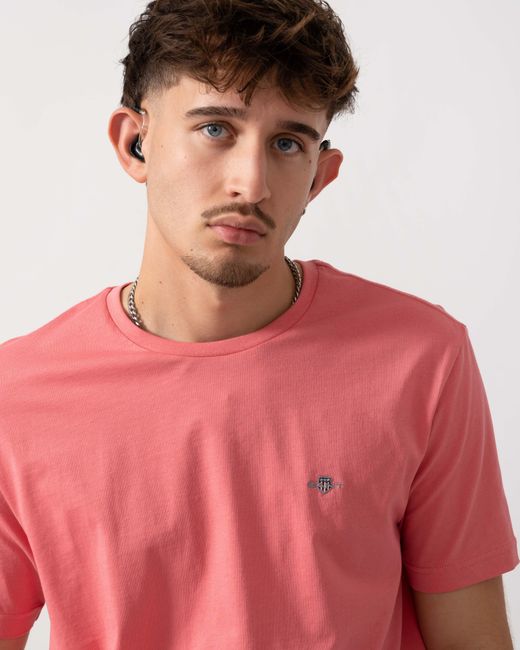 Gant Red Regular Fit Short Sleeve Shield Logo T-Shirt for men