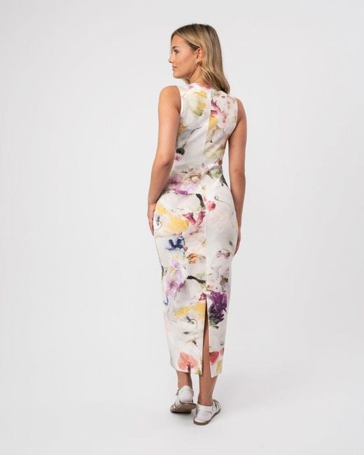 Ted Baker Natural Lilyha Printed Scuba Bodycon Dress