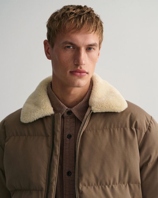 Gant Brown Padded Flannel Puffer Jacket for men