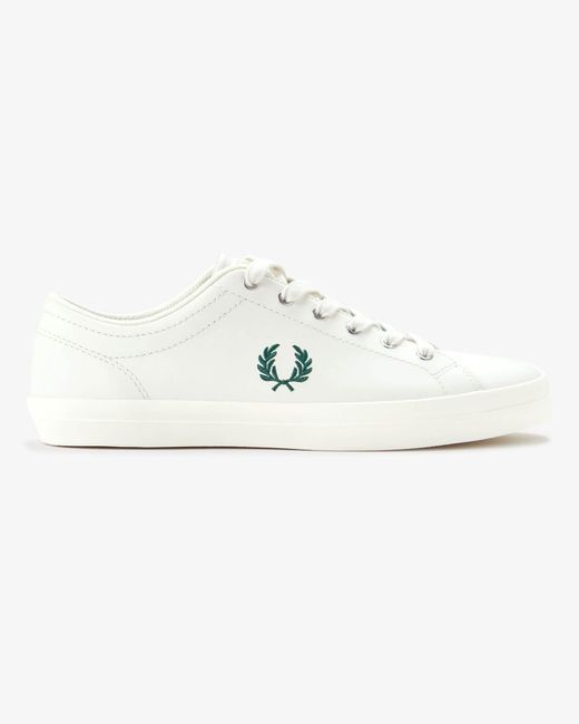 Fred Perry White Baseline Leather Trainers for men