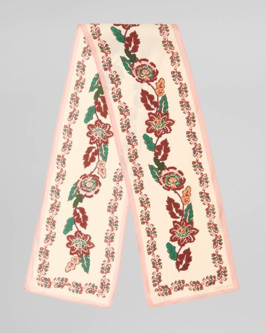 Joules Pink Highgrove Silk Skinny Scarf
