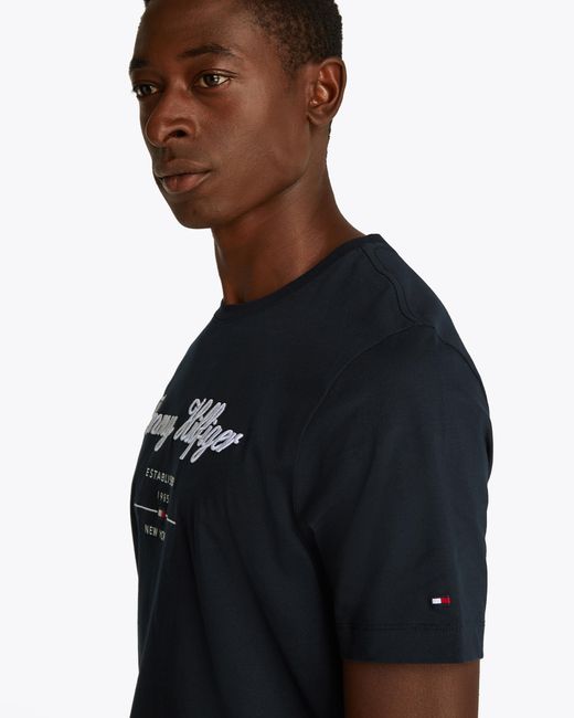 Tommy Hilfiger Blue Script Logo Tee for men