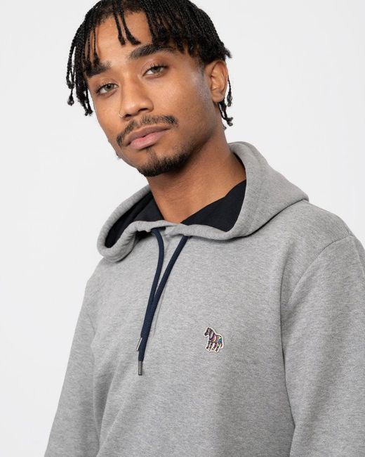 Paul Smith Gray Ps Regular Fit Cotton Zebra Logo Hoodie for men