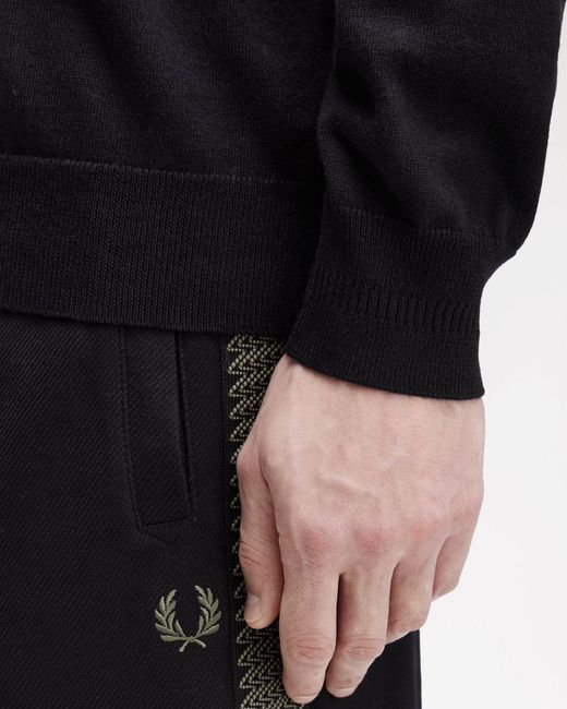 Fred Perry Black Classic Knitted Shirt Ls for men