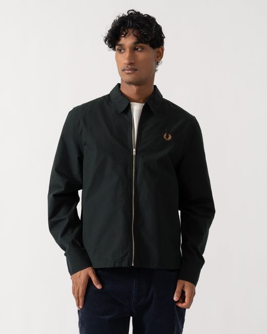 Fred Perry Black Poplin Zip Overshirt for men
