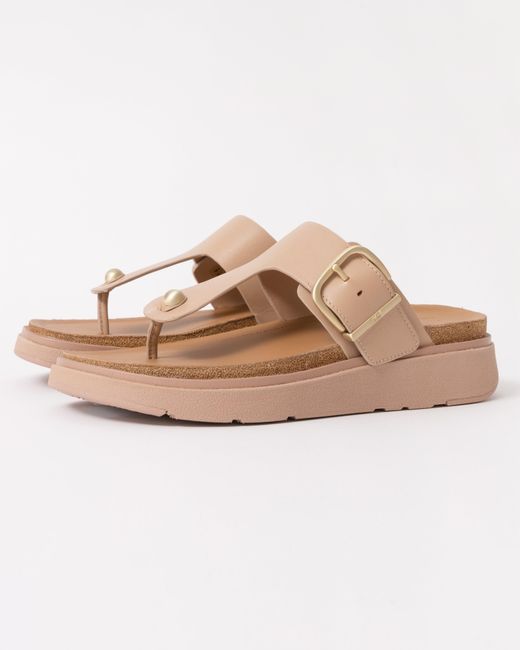 Fitflop White Gen-Ff Buckle Leather Toe-Post Sandals