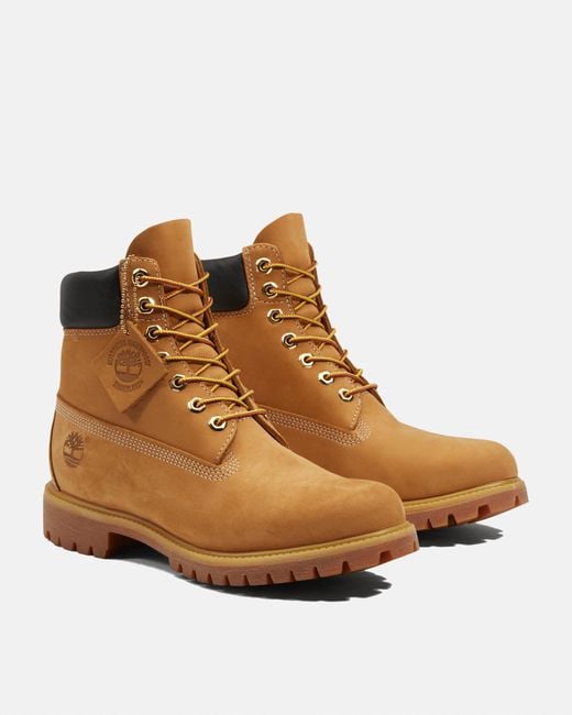 Timberland Brown 6 Premium Waterproof Boot (Wheat Nubuck Leather) Lace-Up Boots for men