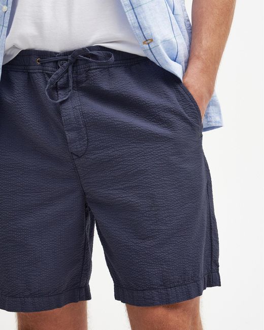 Barbour Blue Melbury Seersucker Shorts for men