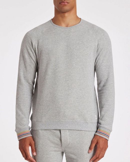 Paul Smith Gray Long Sleeve Lounge Top With Artist Stripe Cuffs for men