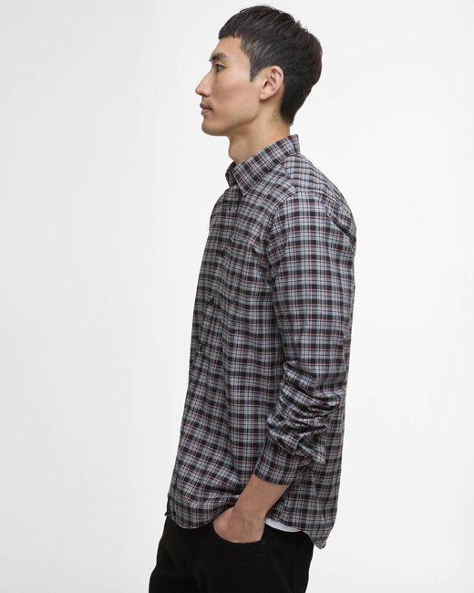 Barbour Gray Hawks Check Long Sleeve Oxford Shirt for men
