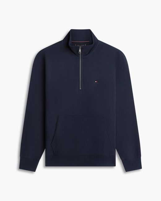 Tommy Hilfiger Blue Essential Terry 1/4 Zip Sweatshirt for men