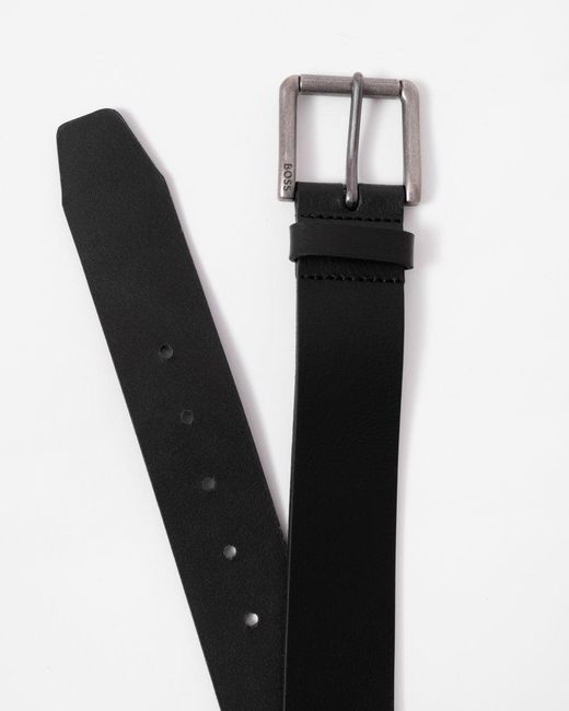 Boss Black Joris Italian Leather Belt With Engraved Buckle for men