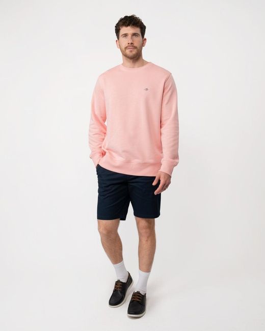 Gant Pink Regular Fit Shield Logo Crew Neck Sweatshirt for men
