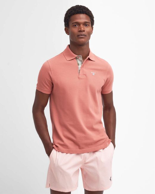 Barbour Red Tartan Pique Polo for men