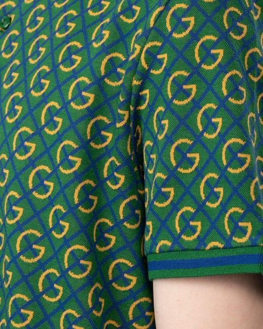 Gant Green Jacquard Short Sleeve Polo for men