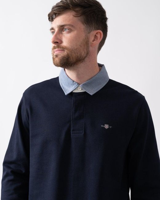 Gant Blue Regular Fit Chambray Heavy Rugger for men