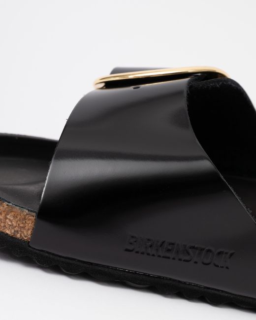 Birkenstock Black Madrid Big Buckle Natural Patent Leather Sandals