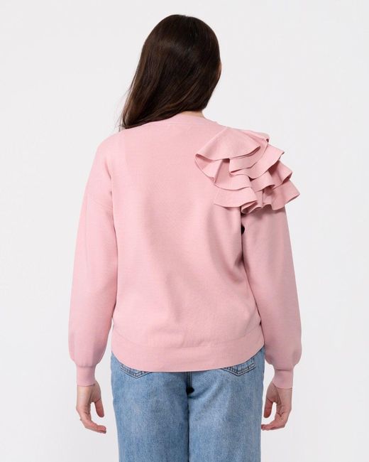 Ted Baker Pink Debroh Easy Fit Sweater With Ruffles