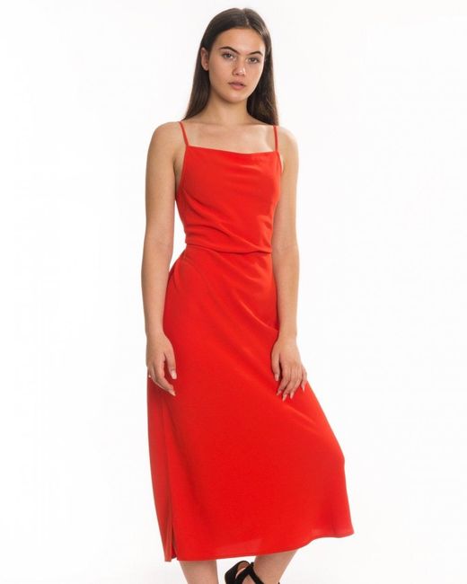 Calvin Klein Red Smooth Twill Cami Ns Dress