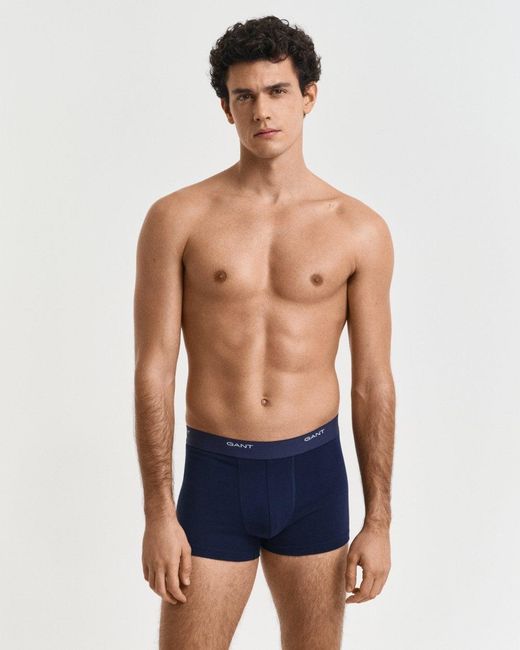 Gant Blue 3-pack Core Trunks With Logo Waistband for men